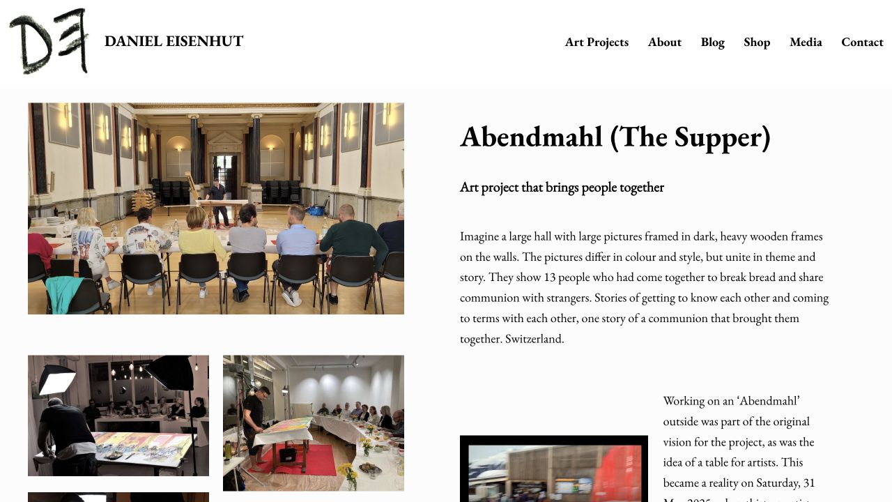 Daniel Eisenhut’s website presenting The Supper art project with photographs and its story.
